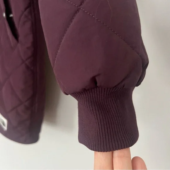 The North Face Womens Quilted Cuchillo Parka Large Coat Fleece Burgundy Maroon - Picture 10 of 16